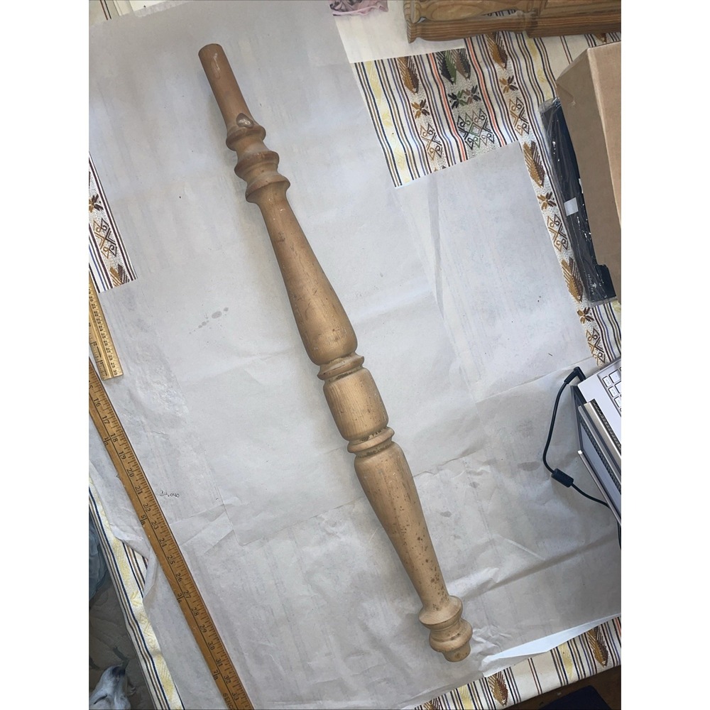 Wooden Baluster Pole Hardwood Raw Turned 33.5" Decorative Spindle Staircase Leg